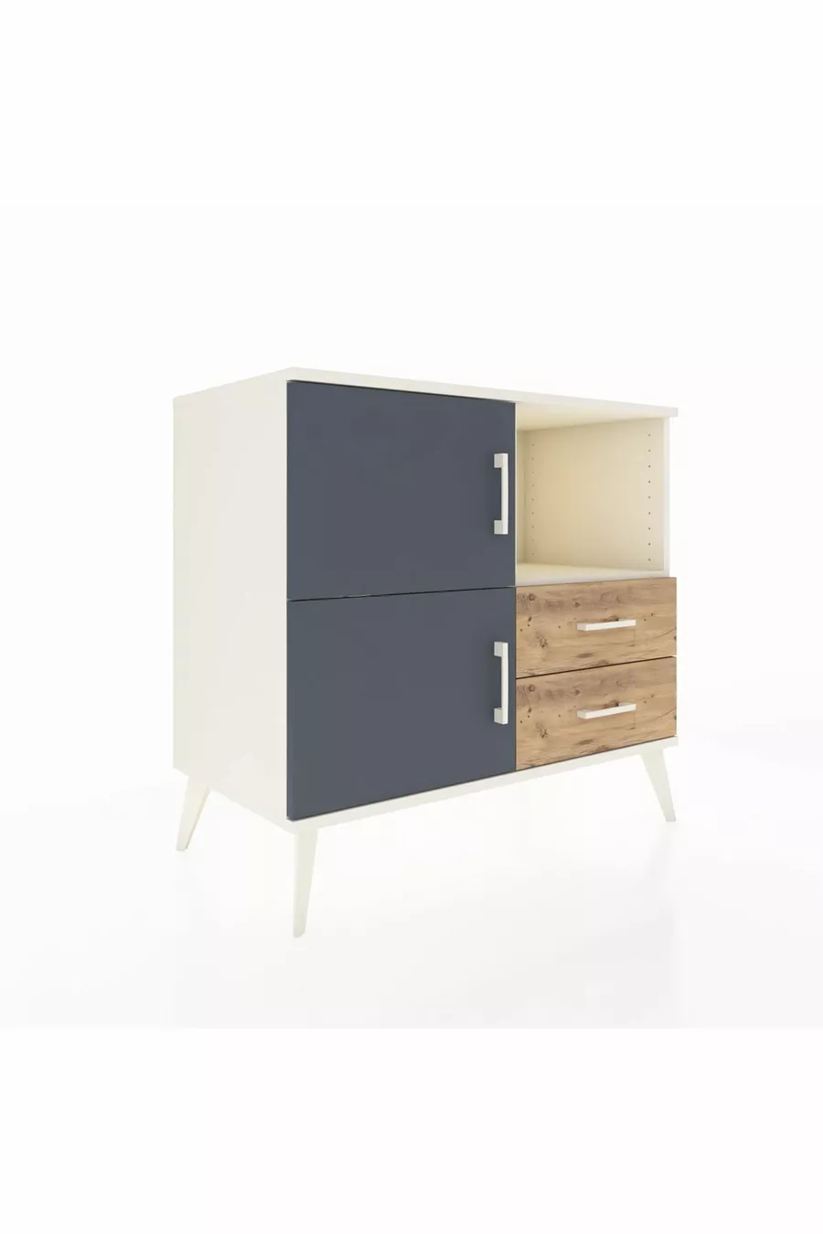 Hyperion Dresser with 2 Shelves, 2 Drawers, 2 Doors Moonstone-Anthracite/Pine