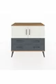 Commode Hyperion 2 étagères 4 tiroirs 2 portes Pin-Marbre/Anthracite