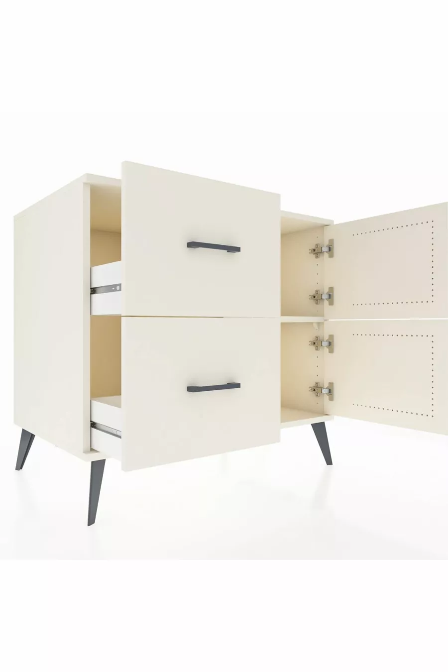 Commode Kronos avec une étagère, 2 tiroirs et 2 portes, Pierre de lune-Pierres de lune