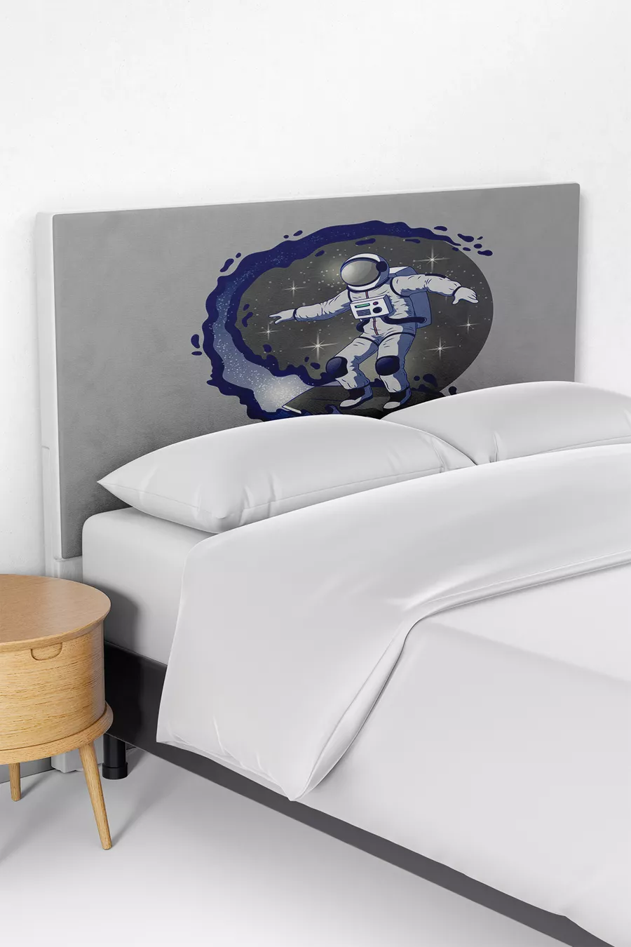 Housse de tête de lit pour enfant avec motif astronaute gris de l'espace