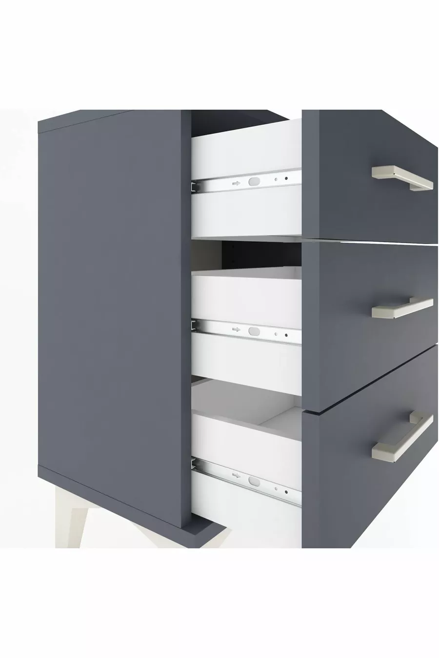 Comodino Arges a 3 Cassetti Antracite-Antracite