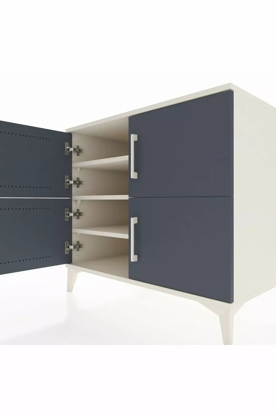 Commode Kronos 3 étagères 4 portes Pierre de Lune-Anthracite