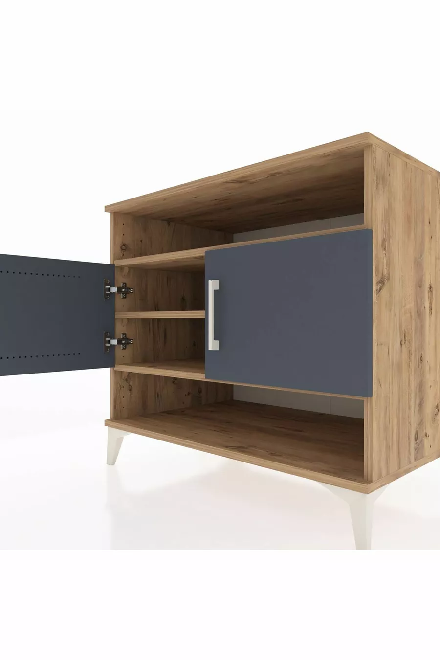 Commode Kronos 3 étagères 2 portes Pin-Anthracite