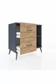 Commode Hyperion à une étagère et 2 tiroirs Anthracite-Anthracite/Sapin