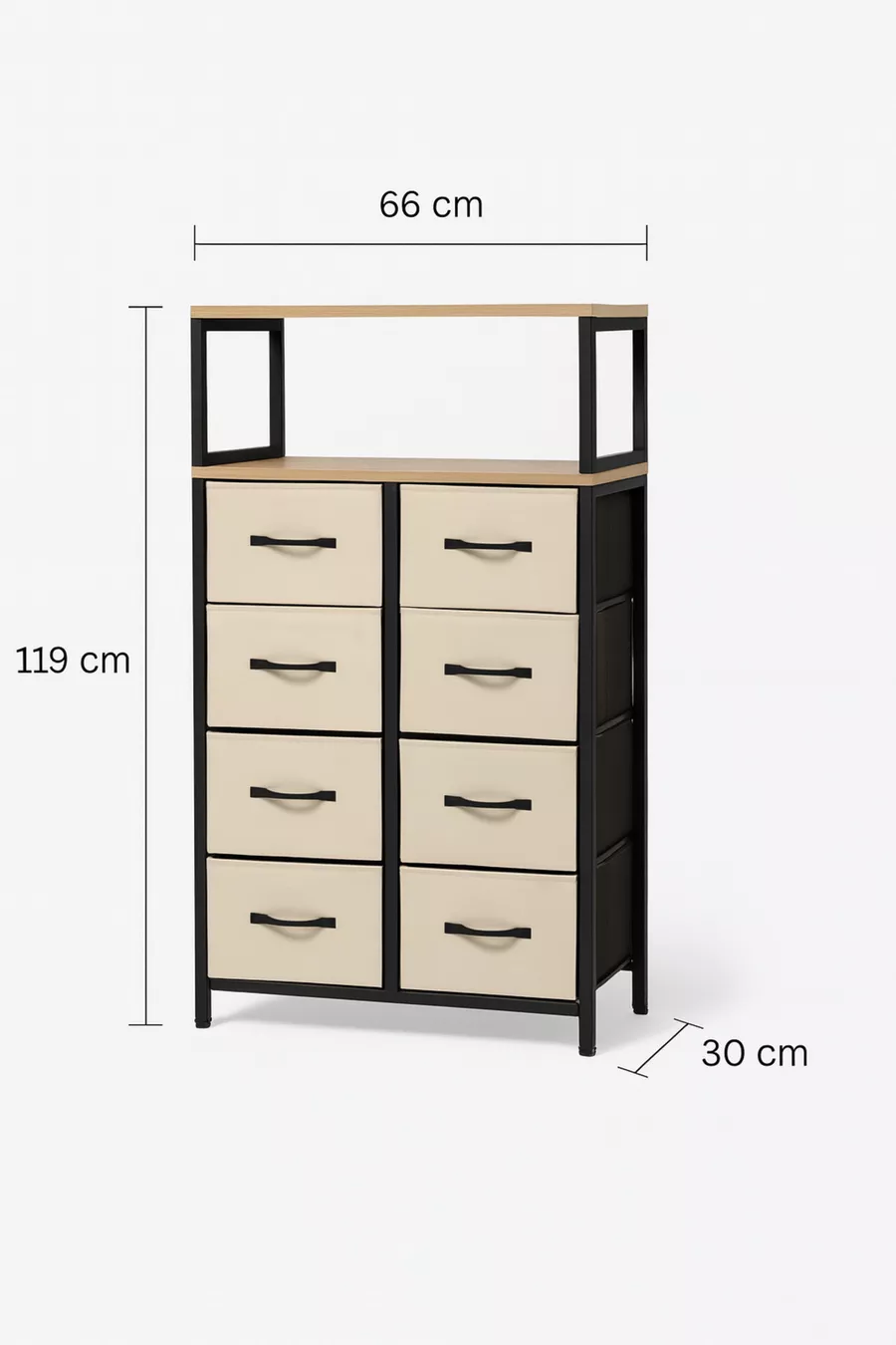 Commode à 2 étagères et 8 tiroirs pour chambre à coucher et chambre d'enfant, organiseur à tiroirs en cuir