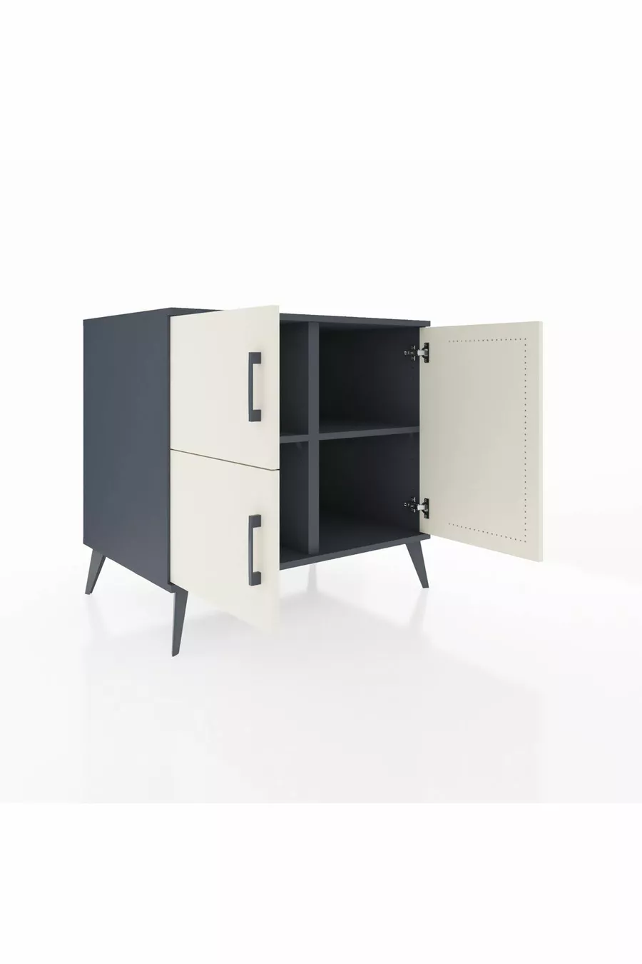Kronos Kommode 2 Regalfächer 3 Türen Anthrazit-Stein/Anthrazit