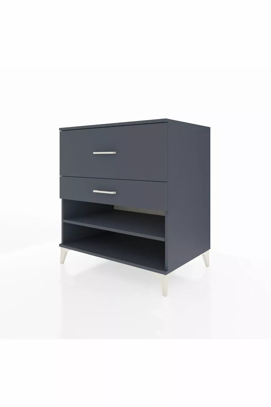 Commode Kronos à une étagère et 2 tiroirs Anthracite-Anthracite