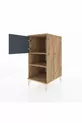 Table de chevet Kronos à 2 étagères avec 1 porte, pin-anthracite