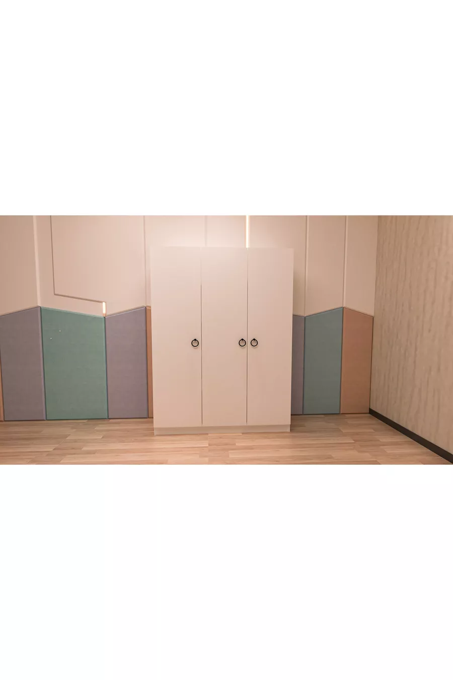 4-teiliges weißes MDF-Jugendzimmer-Set (Bett, Kleiderschrank, Bücherregal und Schreibtisch)