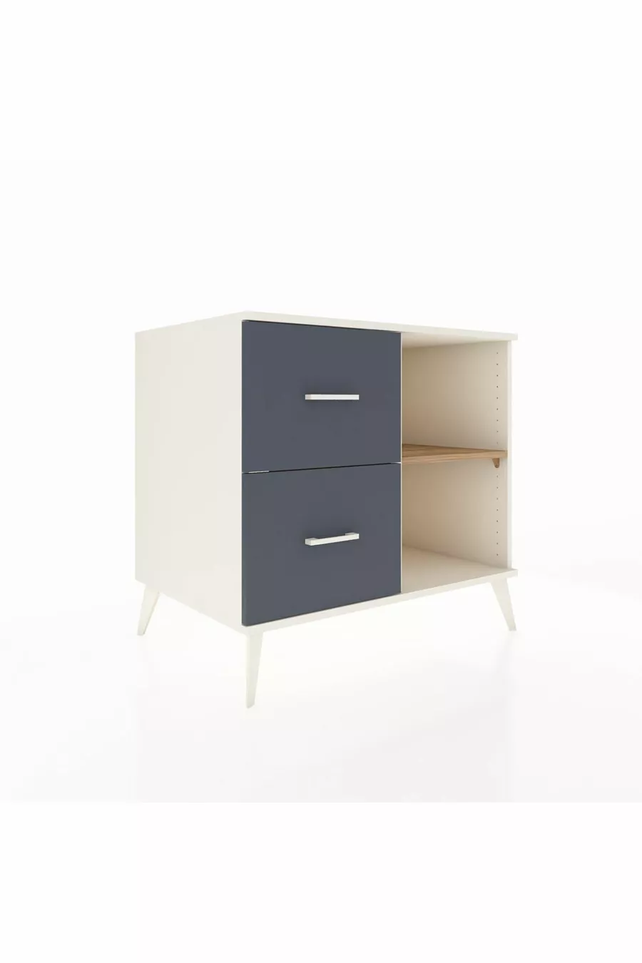 Commode Kronos à une étagère et 2 tiroirs en pierre de lune-pin/anthracite