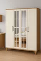 Nefes MDF 4-türiges Schrank mit Schublade | Rehau Beschichtung | Mit Buchenholzfüßen | Robuste Bauweise