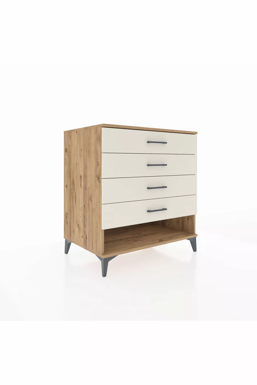 Kronos Kommode mit 4 Schubladen Kiefer-Marmor