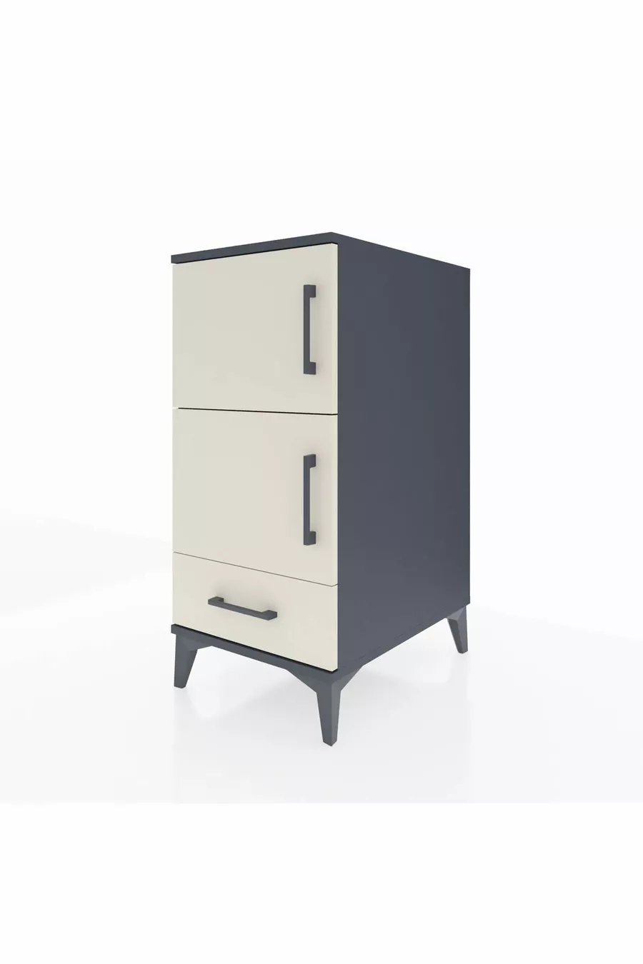 Kronos Chevet 4 étagères avec 1 tiroir et 1 porte Anthracite-Pierre de Lune