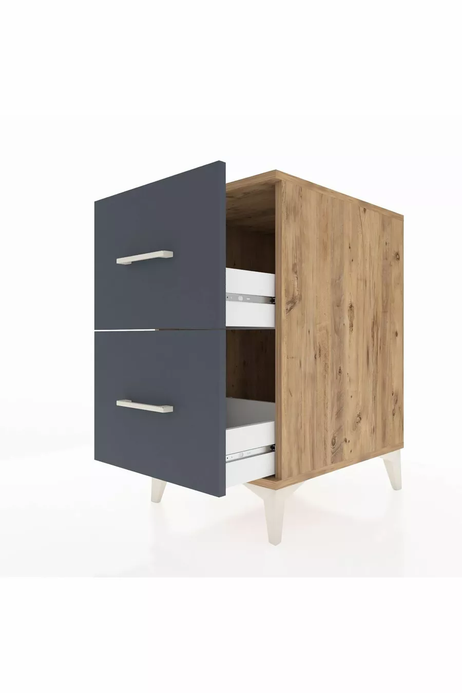 Comodino Kronos a 2 cassetti Pino-Antracite