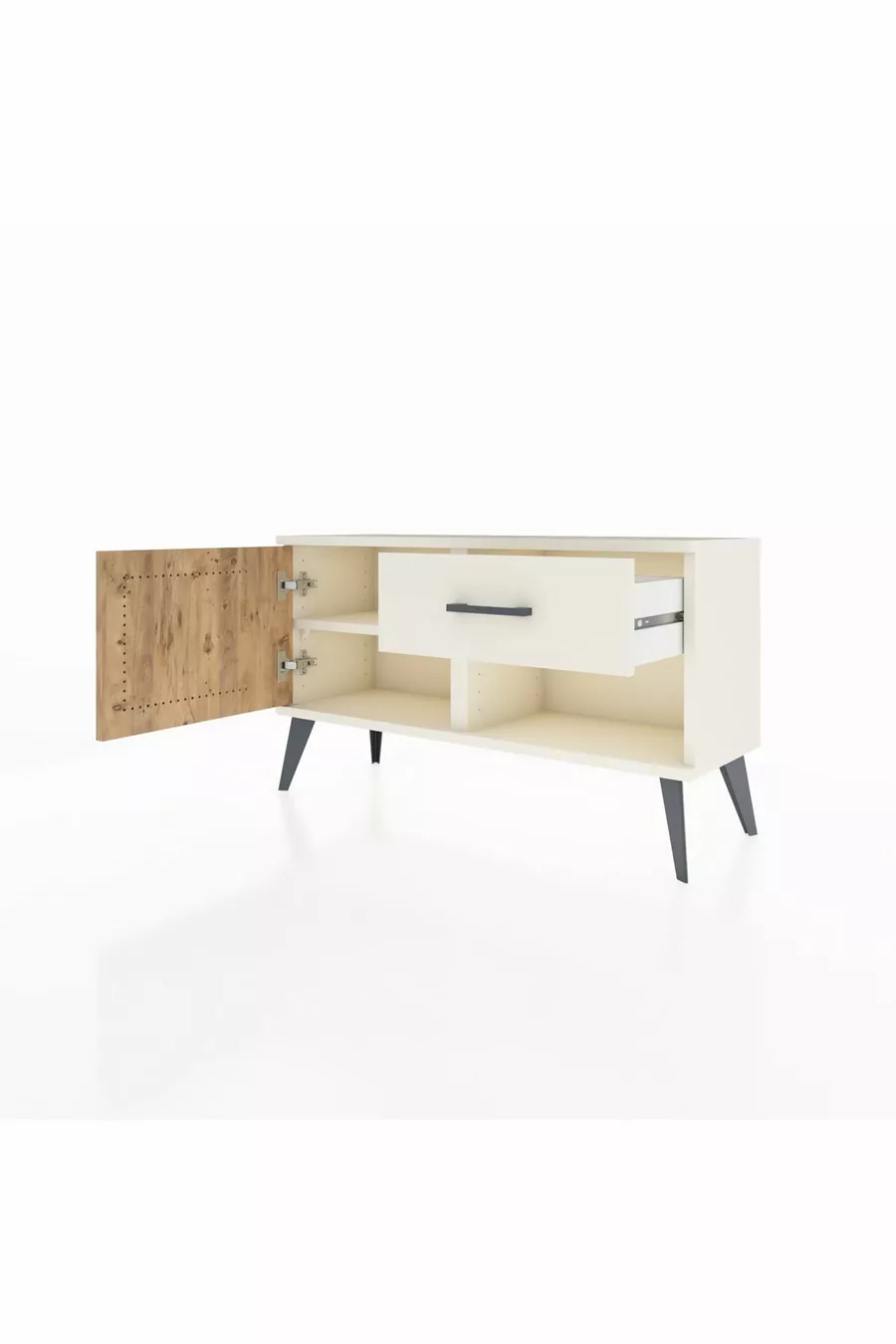 Arges Schrank mit einer Ablage, einer Schublade und einer Tür, Achat-Kiefer/Achat