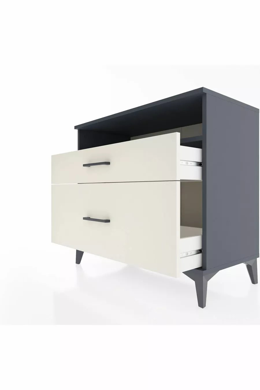 Hyperion Kommode mit einem Regal und 2 Schubladen Anthrazit-Marmor