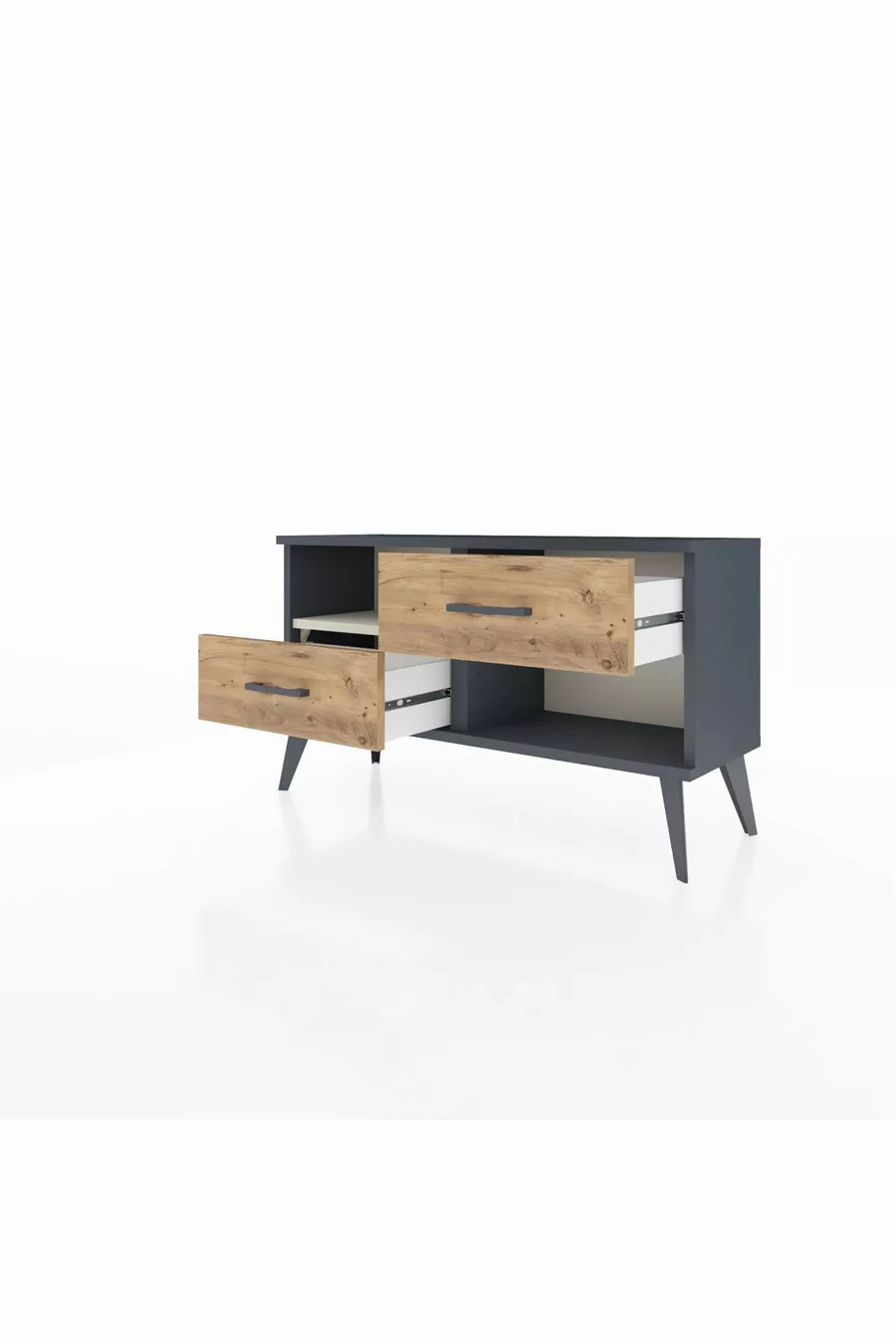 Commode Arges à une étagère et 2 tiroirs Anthracite-Pierre de lune/Merisi