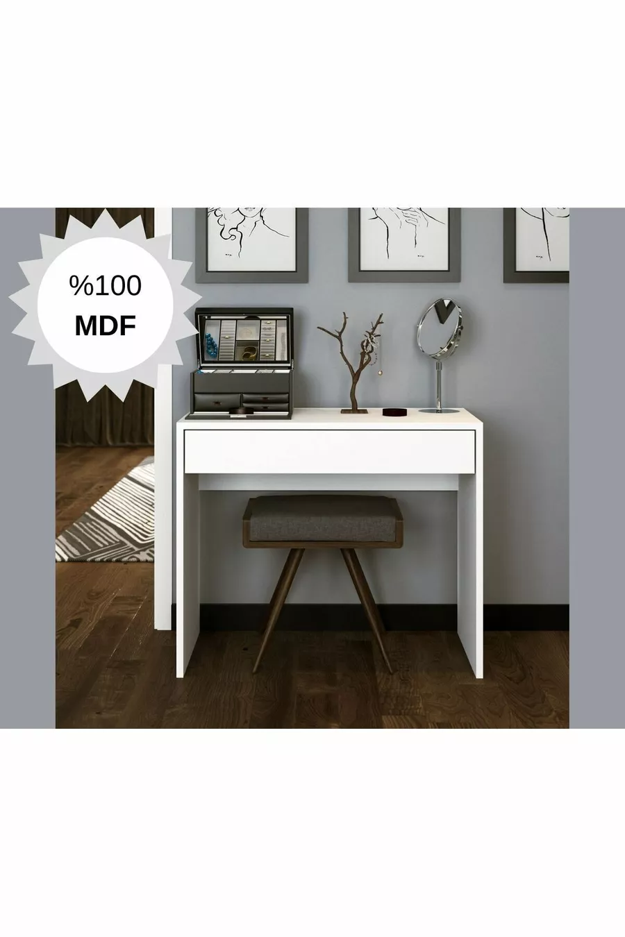 Косметический столик MDF Arya Novella Mode с ящиками, белый
