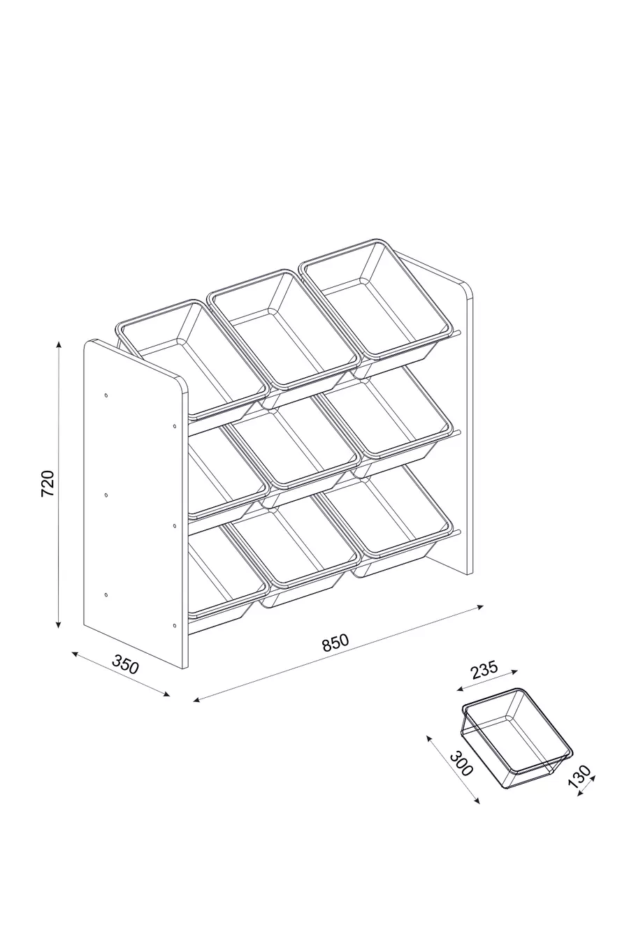 Armoire à jouets avec 9 paniers, adaptée aux enfants, armoire multi-usage, avec paniers blancs