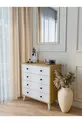 Commode Marbella Blanc brillant - marron 4 tiroirs Commode de style campagnard en bois