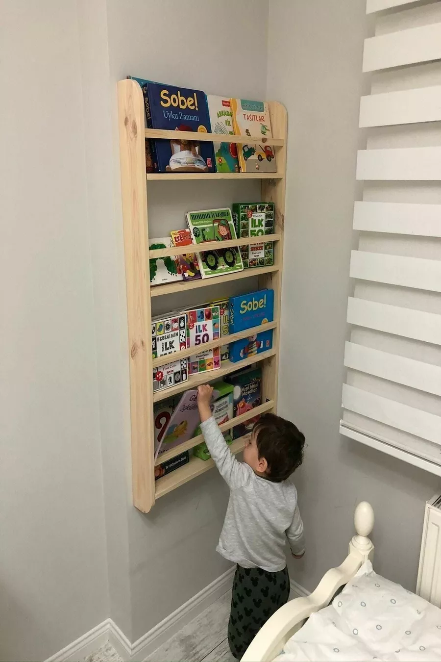 Montessori Boekenkast Kinderkamer Educatieve Boekenkast Babykamer Houten Wandplank  Cm
