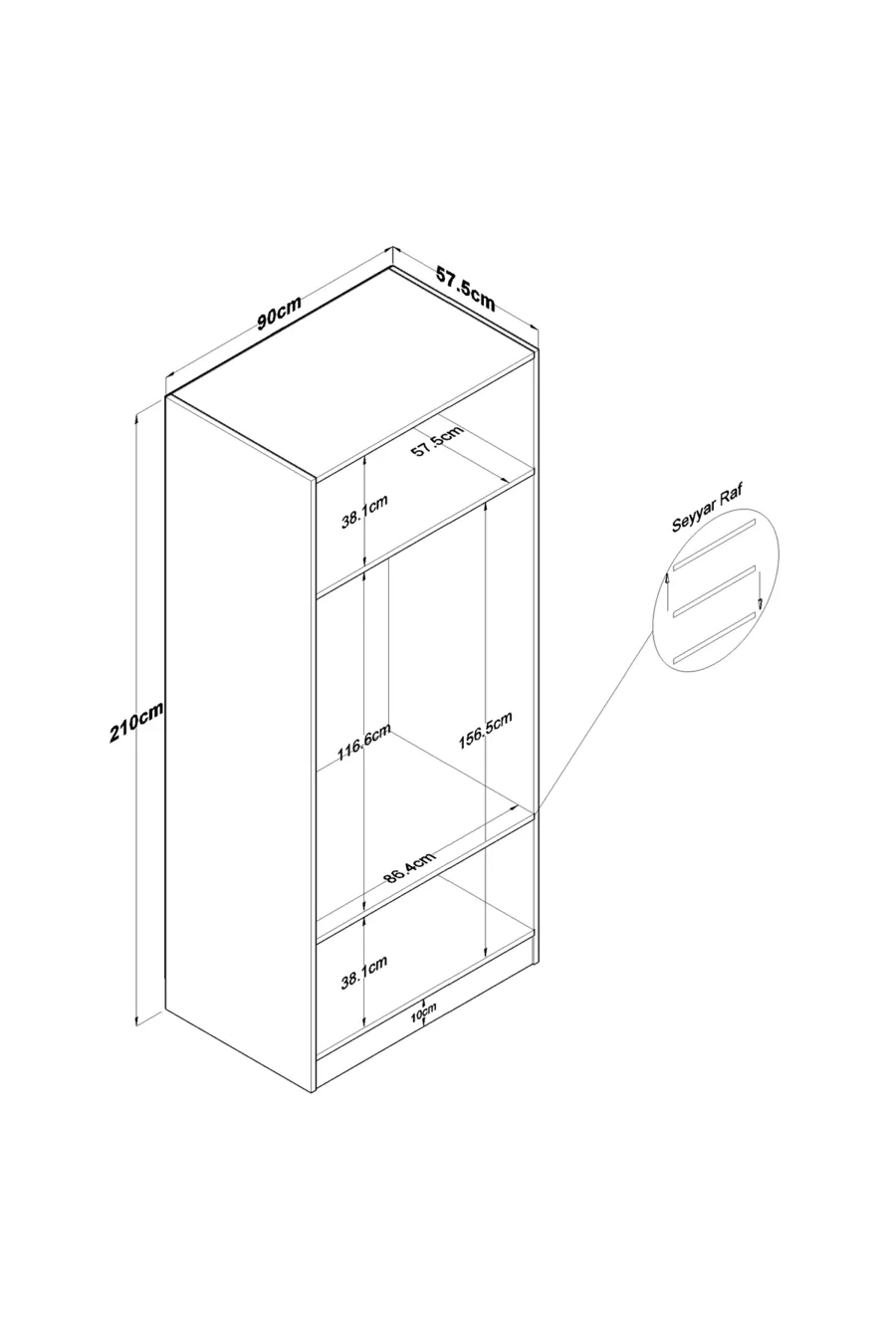 Armoire Rani  à 2 portes et 2 étagères, blanche