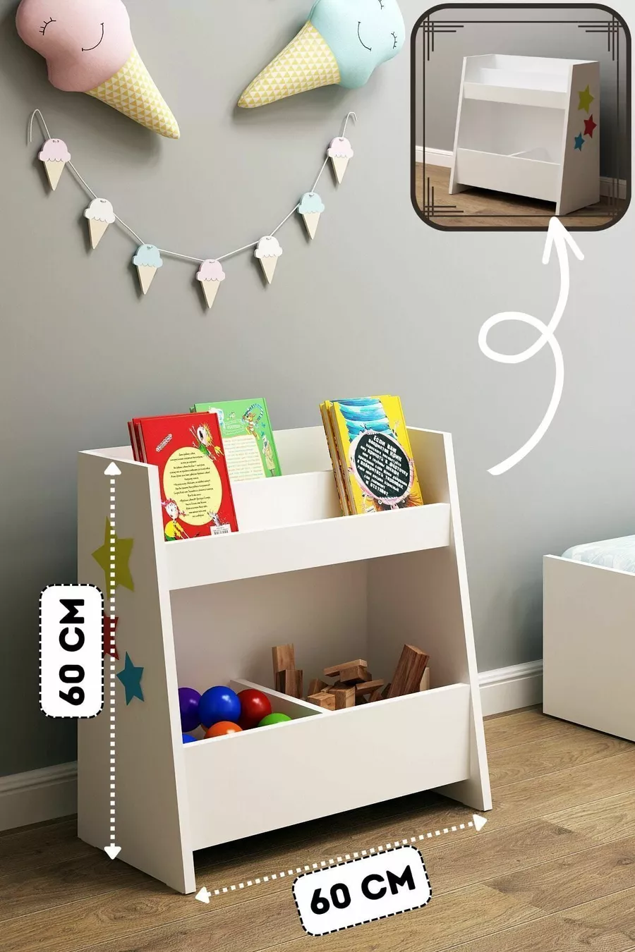 Libreria Multiuso Pikas Montessori Cm Bianco Truciolato Classico Cm