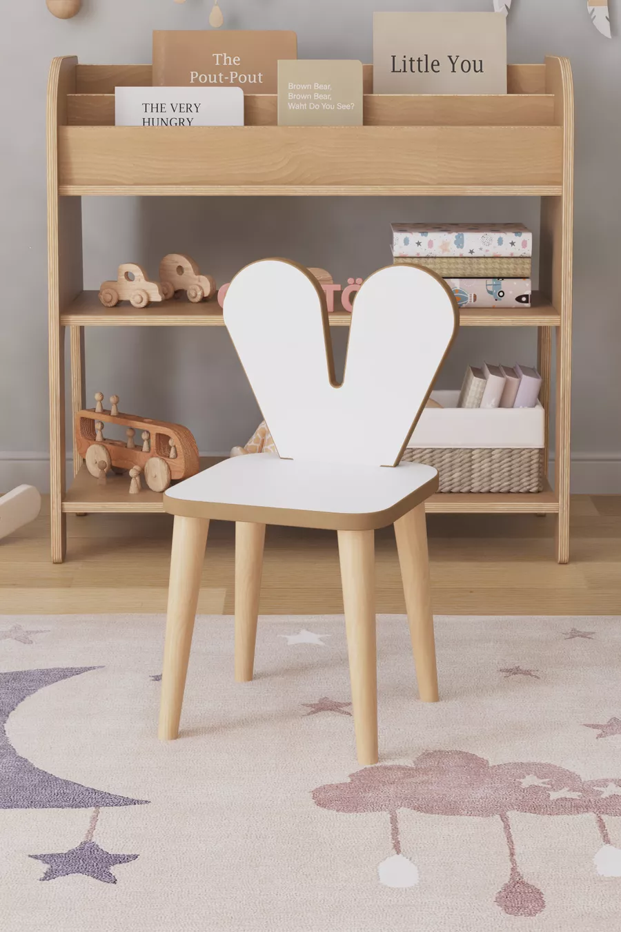 Table d'activités pour enfants à 3 tiroirs avec rouleau de papier pour dessin et chaise lapin