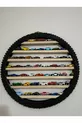 Scaffale da parete a ruota con luce gialla, decorativo in legno, parcheggio per bambini in gomma, lampada da notte educativa Montessori