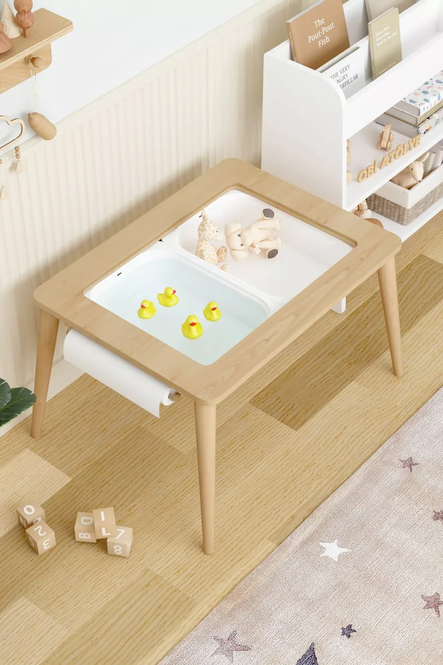 Table d'activité en bois résistante à l'eau pour enfants
