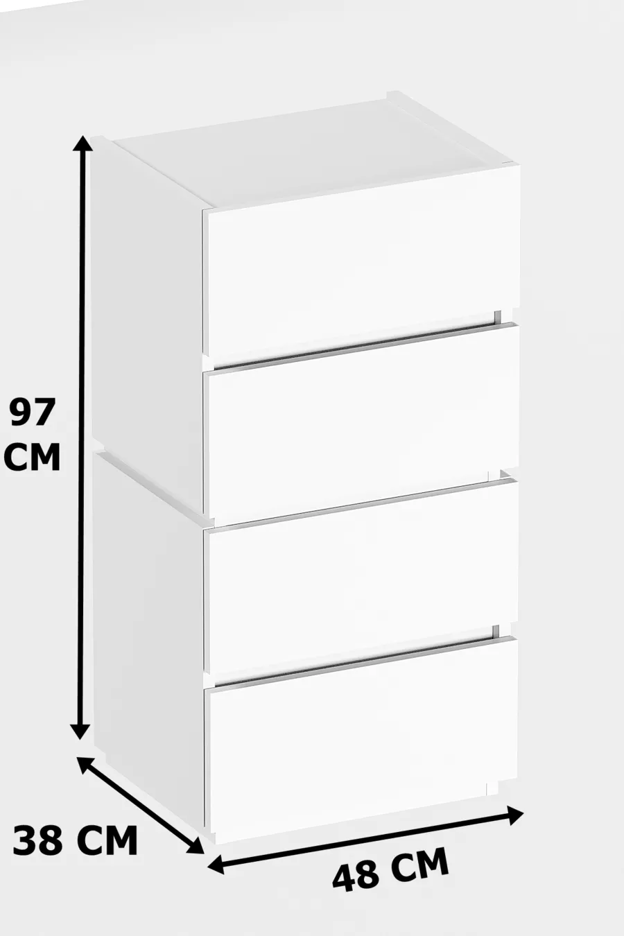 Commode Galata à 4 tiroirs en pin verni, couleur pin, pour chambre à coucher ou chambre de bébé