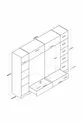 Rani  Grote Kledingkast Kledingkast 6 Deuren 2 Laden 2 Ophangruimtes Enkel Module Miniatuur Notenhout - Wit