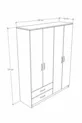 Gm  Diva Armoire Blanche à 4 Portes et 2 Tiroirs avec Miroir