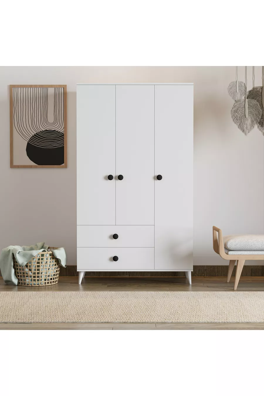 Armoire Opal à 3 portes et 2 tiroirs
