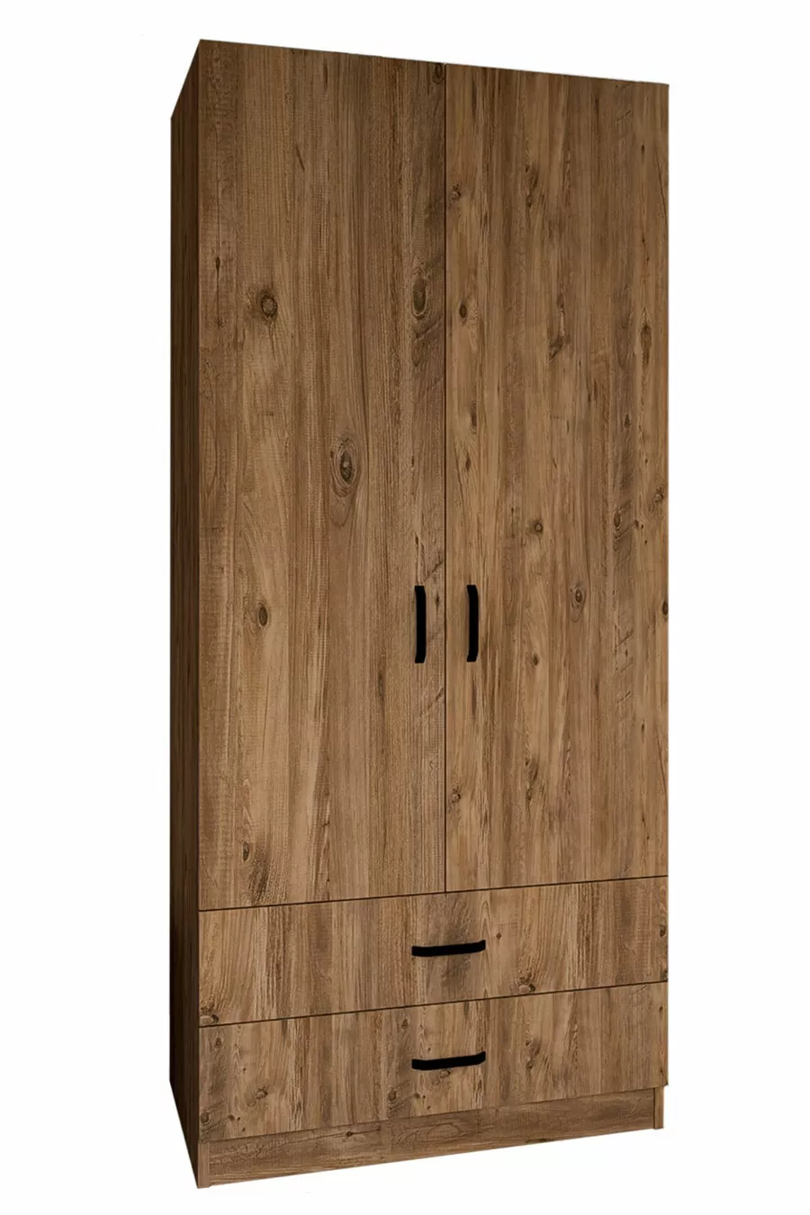 Armoire à vêtements Yaman  cm pin de l'Atlantique avec 2 portes et 2 tiroirs - Garde-robe