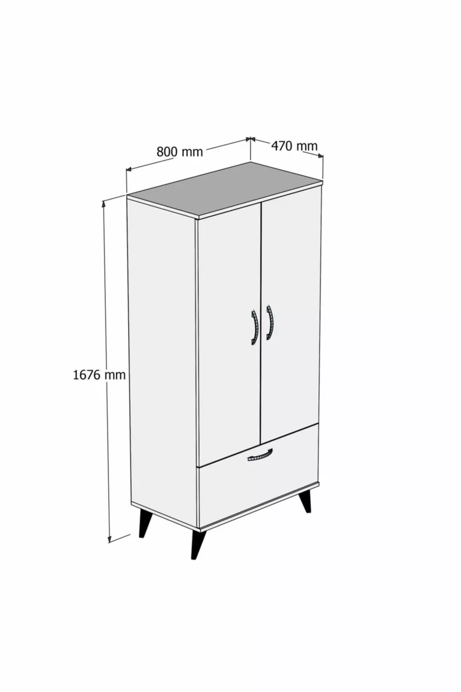 Armoire Nova 2 portes Blanc-pin - 