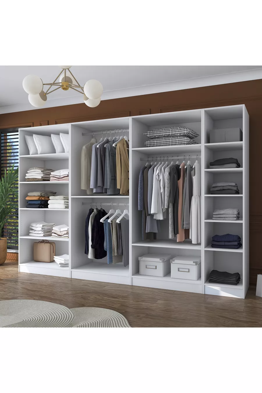 Rani  Brede Kledingkast 7 Deuren  Planken 3 Kleerhangers Modulair Kast Wit