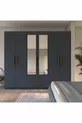  Armina Luxe Armoire 6 Portes 2 Tiroirs avec Miroir Noyer-Gris Anthracite