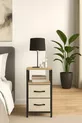 Table de chevet métallique avec 2 étagères, tiroir en cuir et organisateur pour chambre à coucher