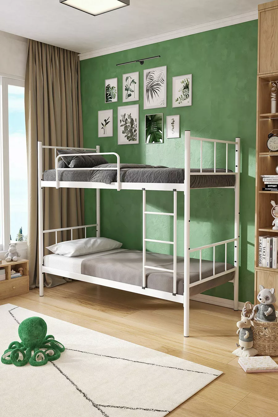 Lits superposés Tekno compatibles avec matelas, métal blanc détachable