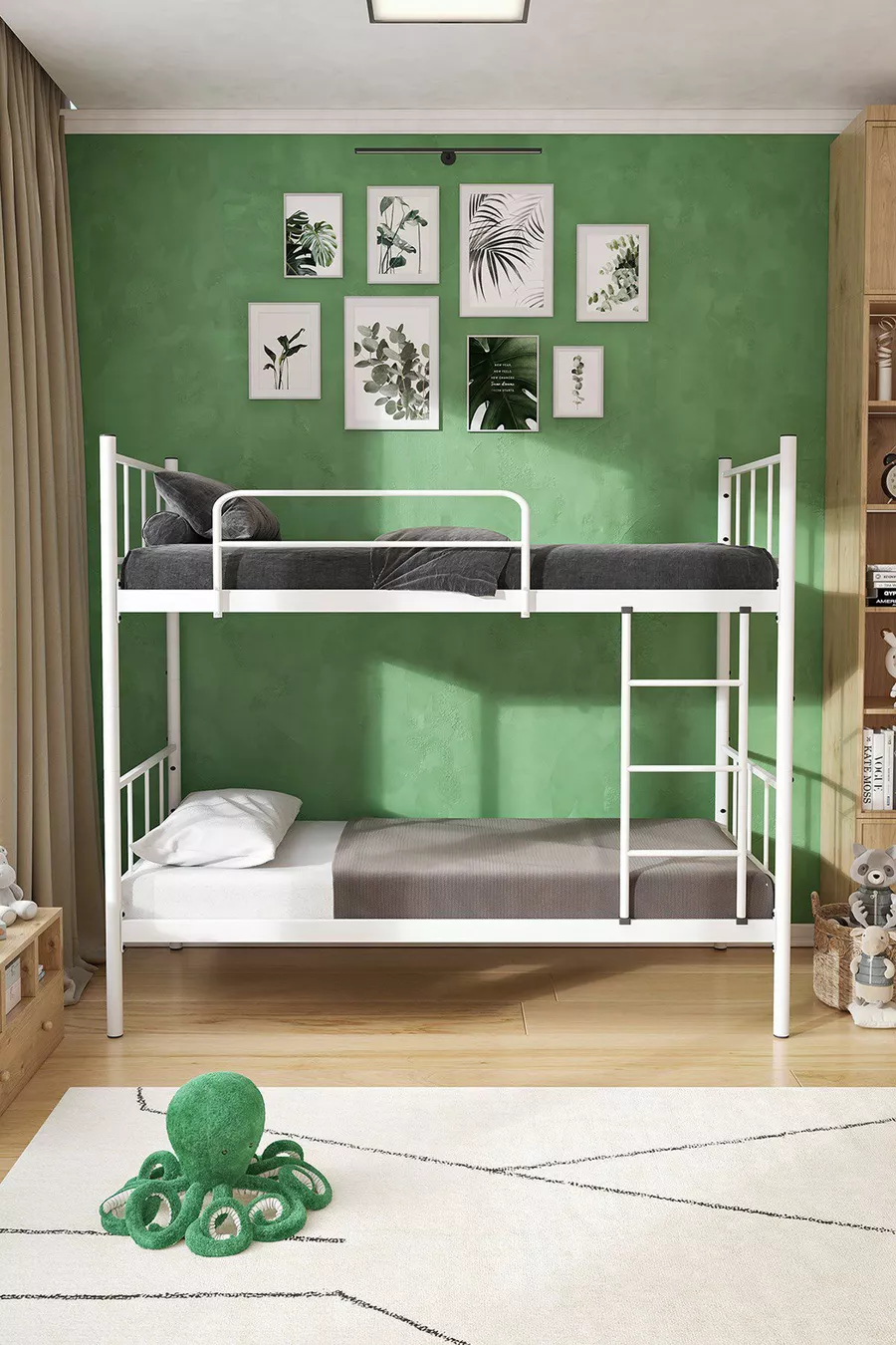 Lits superposés Tekno compatibles avec matelas, métal blanc détachable