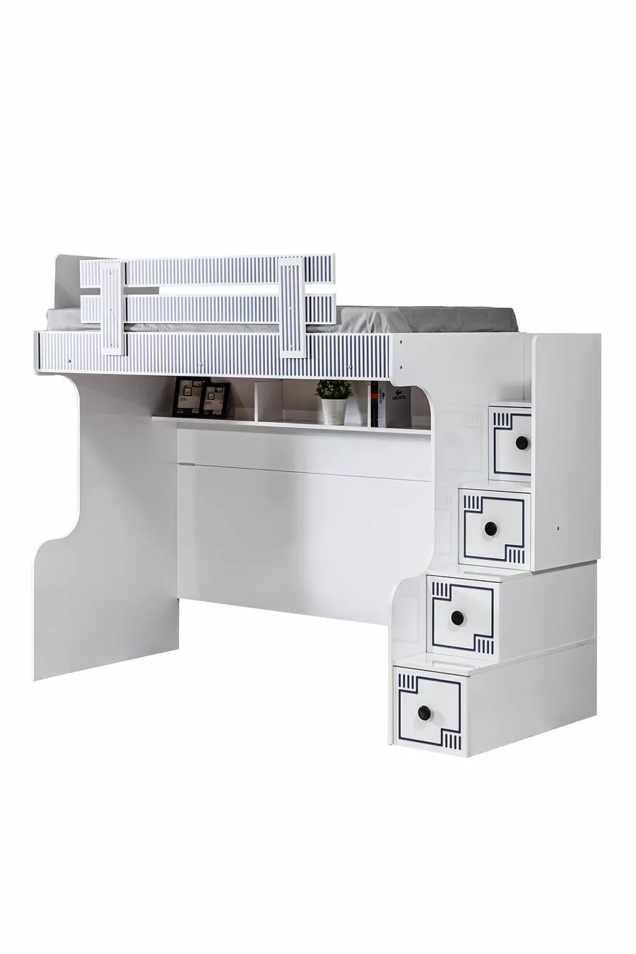 Etagenbett, Etagenbett mit Schreibtisch, 2 Comfort-Matratzen