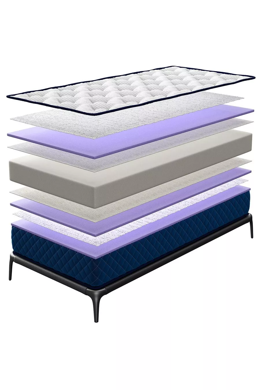 Lit une place en plumes d'oie avec tissu tricoté bleu
