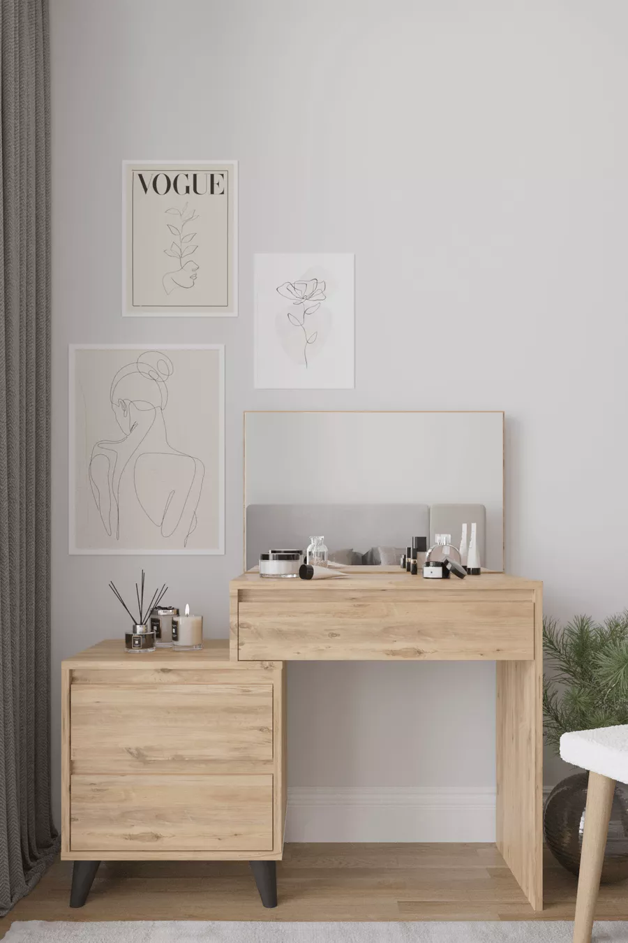 Coiffeuse Viona 3 tiroirs avec miroir