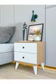 Marbella Nachttisch Glänzend Weiß-Braun mit Schubladen Holz Nachttisch Schlafzimmer