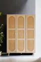 Bali Bohem Dreitüriger Kleiderschrank – Kleiderschrank mit MDF-Türen und Jutestoff | Eichenfarbe –