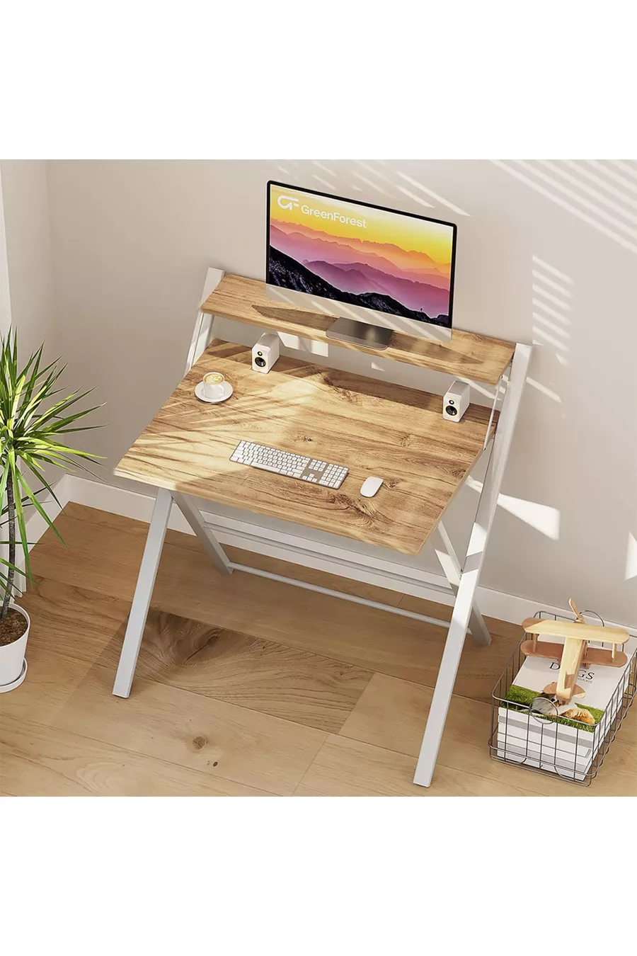 Table d'ordinateur portable élégante et durable avec pieds en métal non vacillants, bureau pliant, table de travail pour ordinateur portable