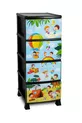 4-Tier Drawer Plastic Nightstand with Children’s Pattern Print Cover - Toy Storage - Toy Basket