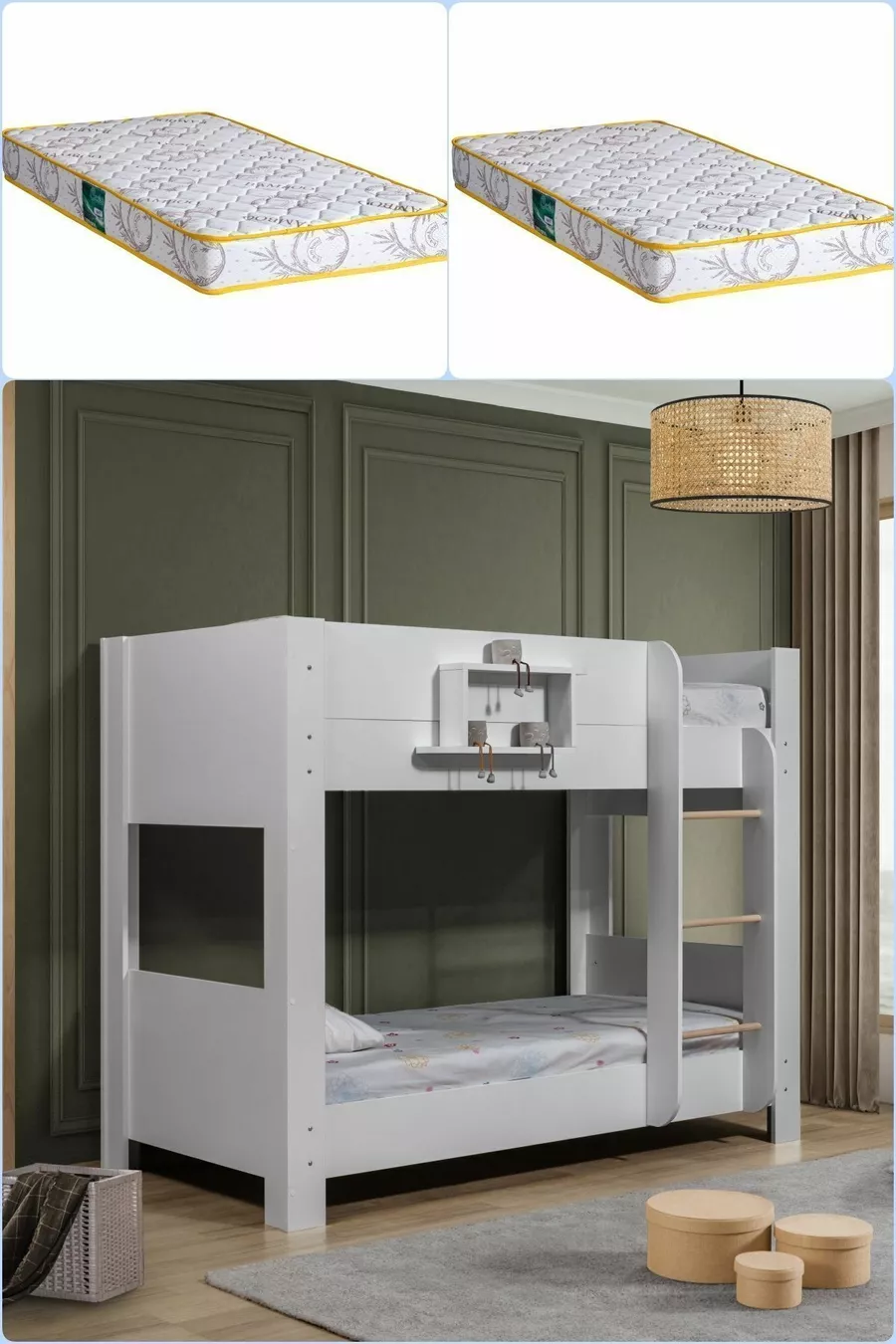 Lits superposés, Lit superposé Delfino 2 places avec 2 matelas confort