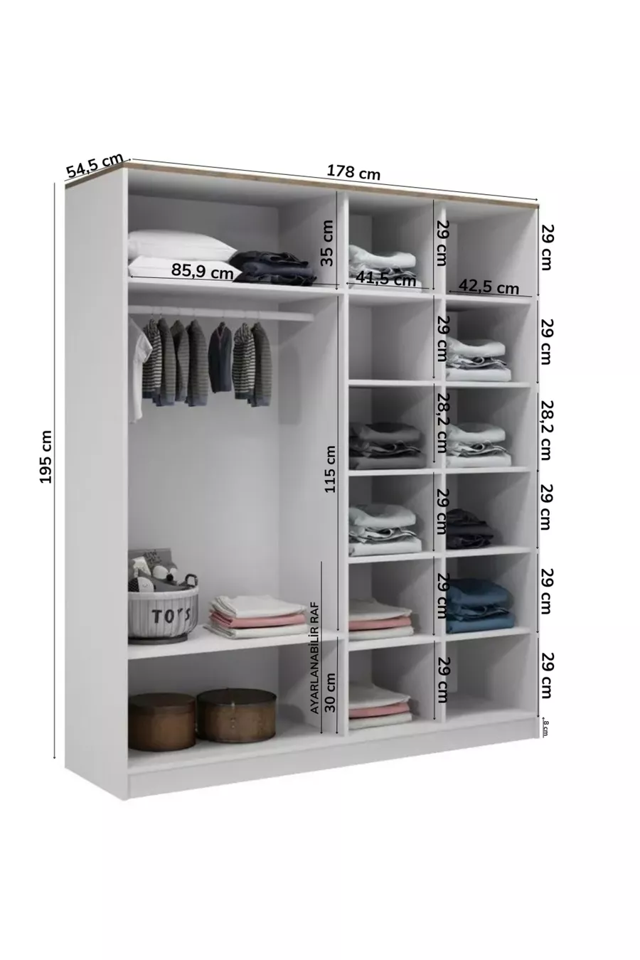 Smart 4 Kapılı Aynalı Gardrop/ Dolap(%MDF)